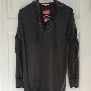 ILLA ILLA velour Hooded Top  dark Gray*